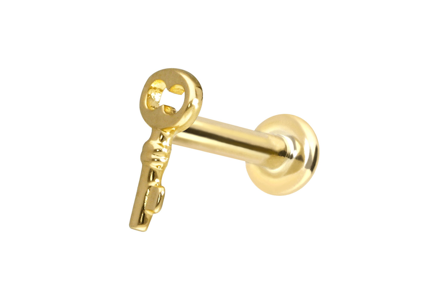 14 Karat Gold Labret Piercing mit Innengewinde SCHLÜSSEL